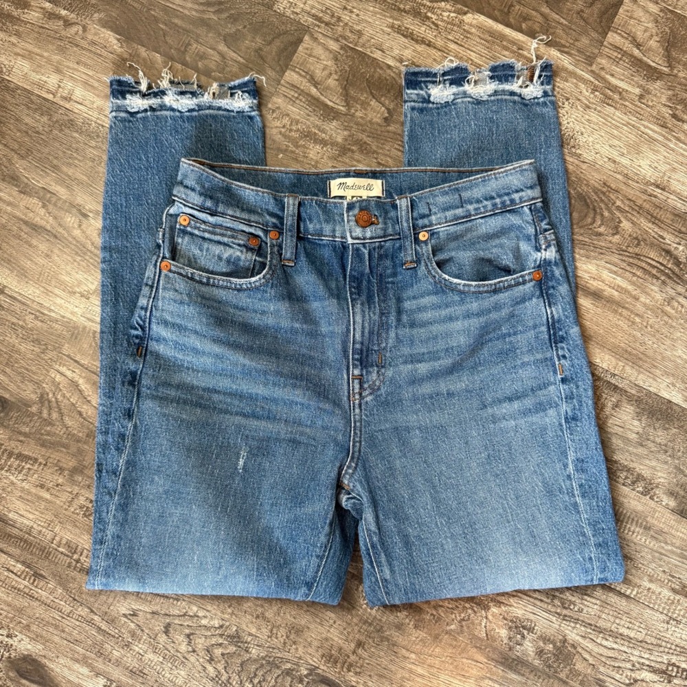 Madewell High Rise Slim Boyjean Crop‎ Fray Hem Denim Jeans Light Wash Size 26 - Picture 8 of 11